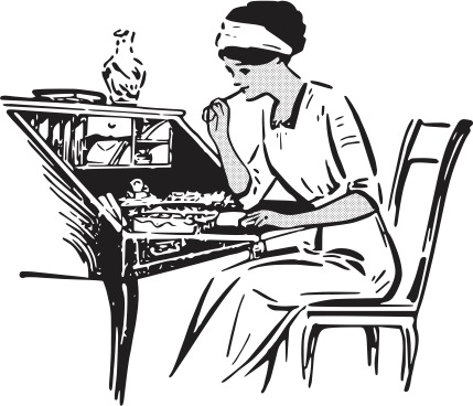 Woman writing at desk